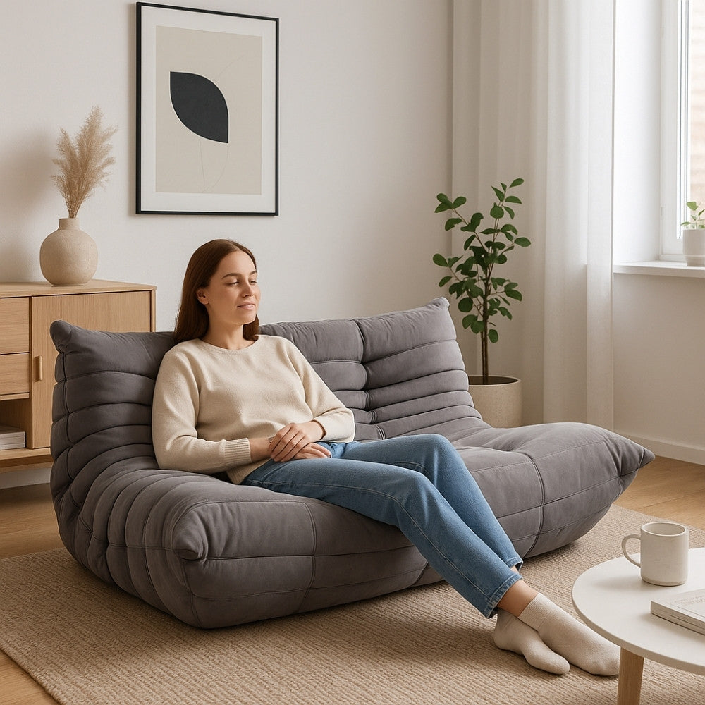 TOGO Alcantara Soffa 2-Sits Askgrå