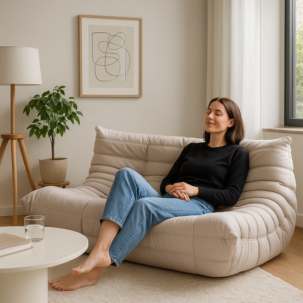 TOGO Alcantara Soffa 2-Sits Cremé